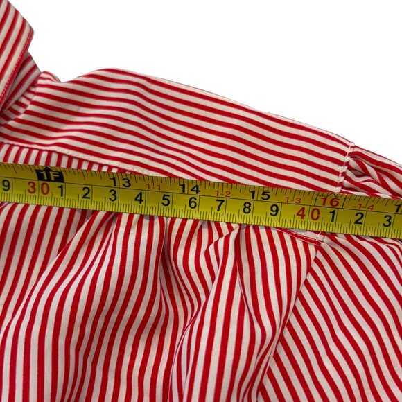 Evan-Picone Petites Vintage Red & White Striped Button-Up Long Sleeve Shirt Size - Picture 10 of 14